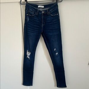 Dark Blue Distressed Skinny Jeans